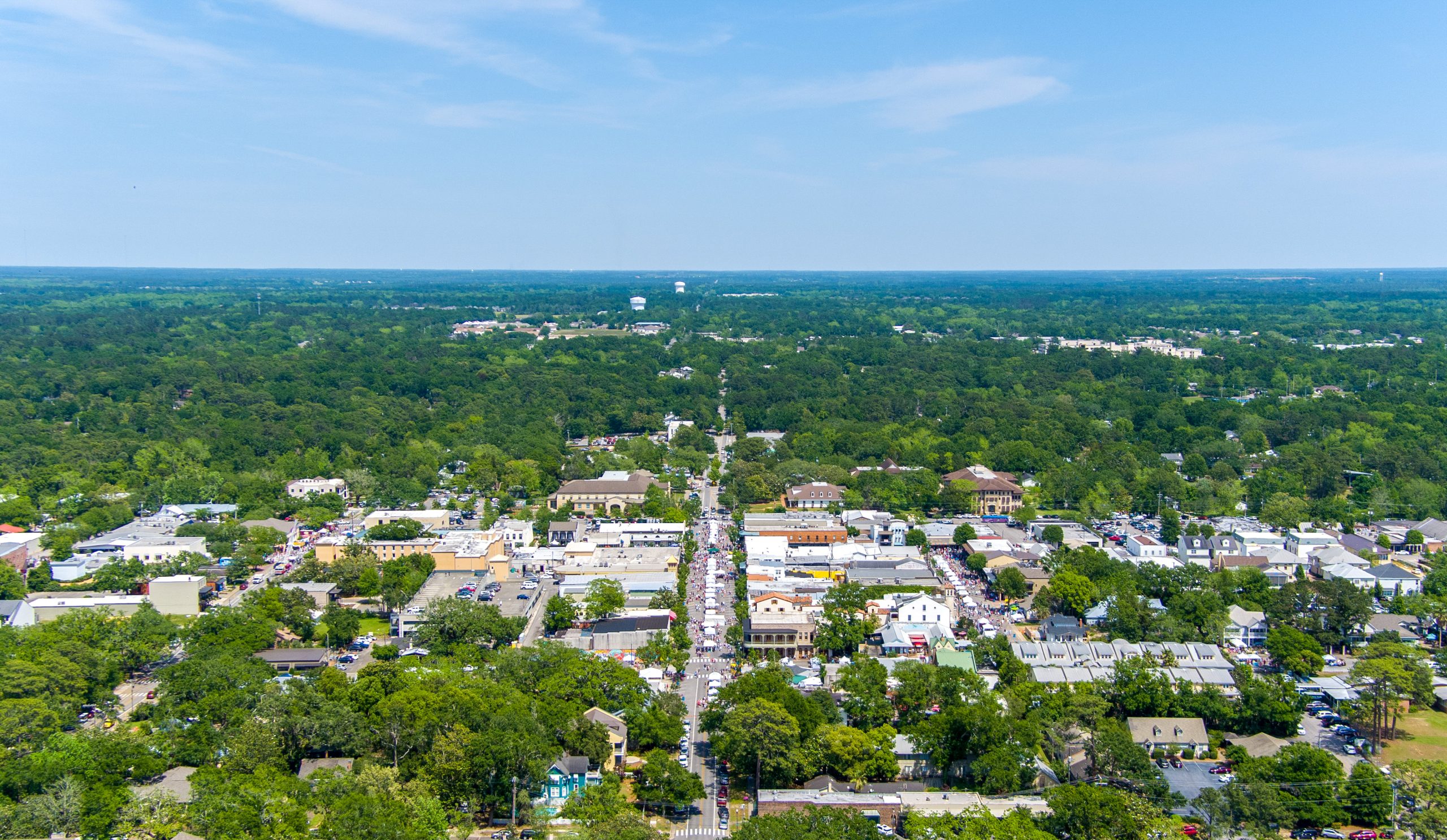 An aerial view of Fairhope, Alabama.